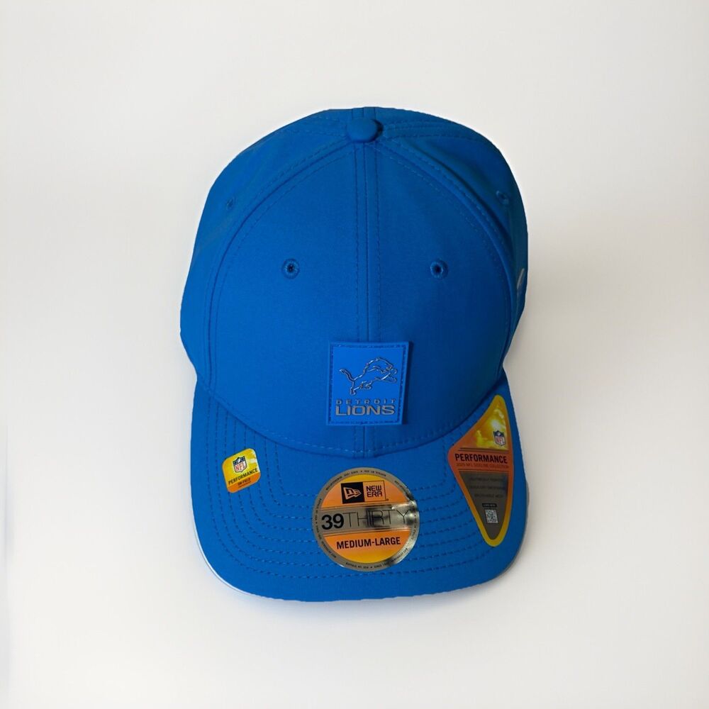 New Era Detroit Lions 39THIRTY Performance Hat Blue Flex Fit M/L NFL Sideline